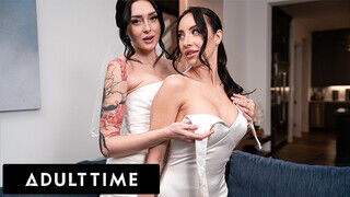 ADULT TIME - Érzéki, romantikus legelső közösülés a friss lezbi feleségek, Charlotte Sins és Melissa Stratton között