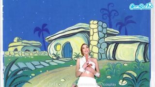 Cuki tinédzser wilma flintstone cosplayben masturbál és lecidázza a bazinagy fazsat