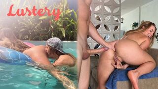 Buxom szöszi amateur popóját reszelik úszás után